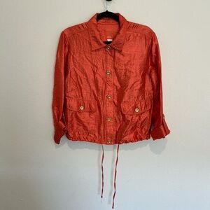 Hearts of Palm Metallic Orange Collared Jacket